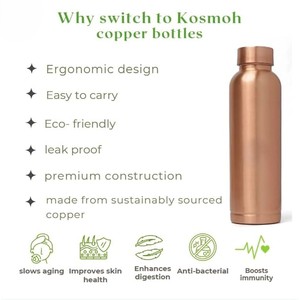 Bouteille en cuivre authentique Couvercle élégant Résistant à la rouille Étanche Améliore la digestion pour les sports de plein air Hydratation à la maison Drinkware - Product Image 3