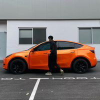 Film Bungkus Mobil TPU Anti Menguning Warna Oranye Racing, Vinyl Pengubah Warna Grosir