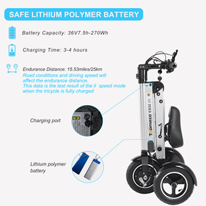 รถสามล้อ TopMate ES32 สำหรับผู้ใหญ่ สกู๊ตเตอร์เคลื่อนที่ 3 ล้อ พับได้ พร้อมฟังก์ชั่นถอยหลัง ยางมอเตอร์ 250 วัตต์ - Product Image 1