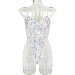 Sous-vêtements grande taille pour femmes, dentelle transparente, broderie, collants sexy, ensembles <span class=keywords><strong>de</strong></span> <span class=keywords><strong>lingerie</strong></span> pour femmes, body transparent, <span class=keywords><strong>lingerie</strong></span> - Product Image 5
