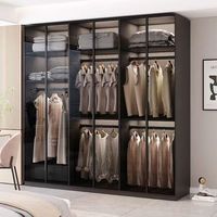 Armoire de toilette en bois massif armoire dressing dans le placard meubles de chambre à coucher pour vêtements avec portes en verre