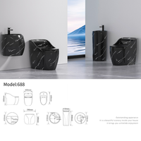 Nouvelle Conception Cuvette de Toilettes Ronde en Forme d'Œuf, Ligne Noire, WC en Céramique pour Salle de Bain, Toilettes Monobloc Couleur Œuf
