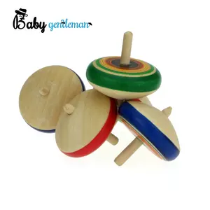 Top sale educational toy mini wooden spinning tops for toddlers Z01103B