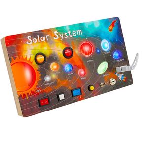 Hot Selling Wooden Toy New Sensory Toys <b>Solar</b> <b>System</b> Busy Board with LED <b>Light</b> Switches - Product Image 1
