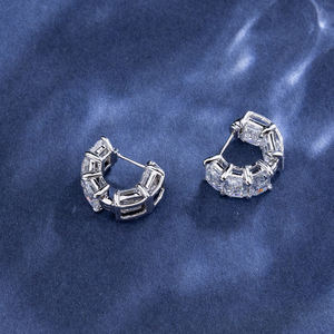 Boucles d'oreilles en diamant en or blanc 9 carats Messi Jewelry MSE-868 pour femmes - Product Image 2