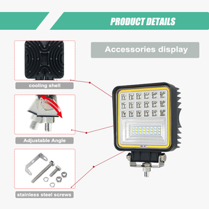 Lampu kerja LED OEM baru 4 inci 126W dengan cincin Halo bukaan kuning 12v 24v lampu kerja DRL pabrik lampu LED - Product Image 4