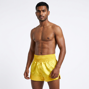 Wholesale Custom Satin MMA Muay Thai Shorts Elastic Waist Sublimation Printed Solid Pattern Boxing Fight Shorts Cheap Price - Product Image 1