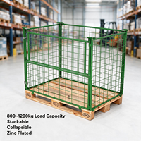 Cage en fil métallique pour palettes en acier galvanisé, robuste, pliable, entièrement soudée, conception détachable pour la logistique d'entrepôt