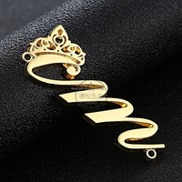 Broches de luxe personnalisées pour femmes en alliage de zinc avec strass, bijoux fantaisie, épingle de sûreté de créateur avec nom en lettres or et argent