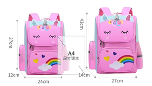 Mochila Escolar Primaria Unisex Versión Coreana, Ligera, Impermeable, de una Sola Pieza, con Diseño de Rayas y Protector de Espalda de Lona - Product Image 4