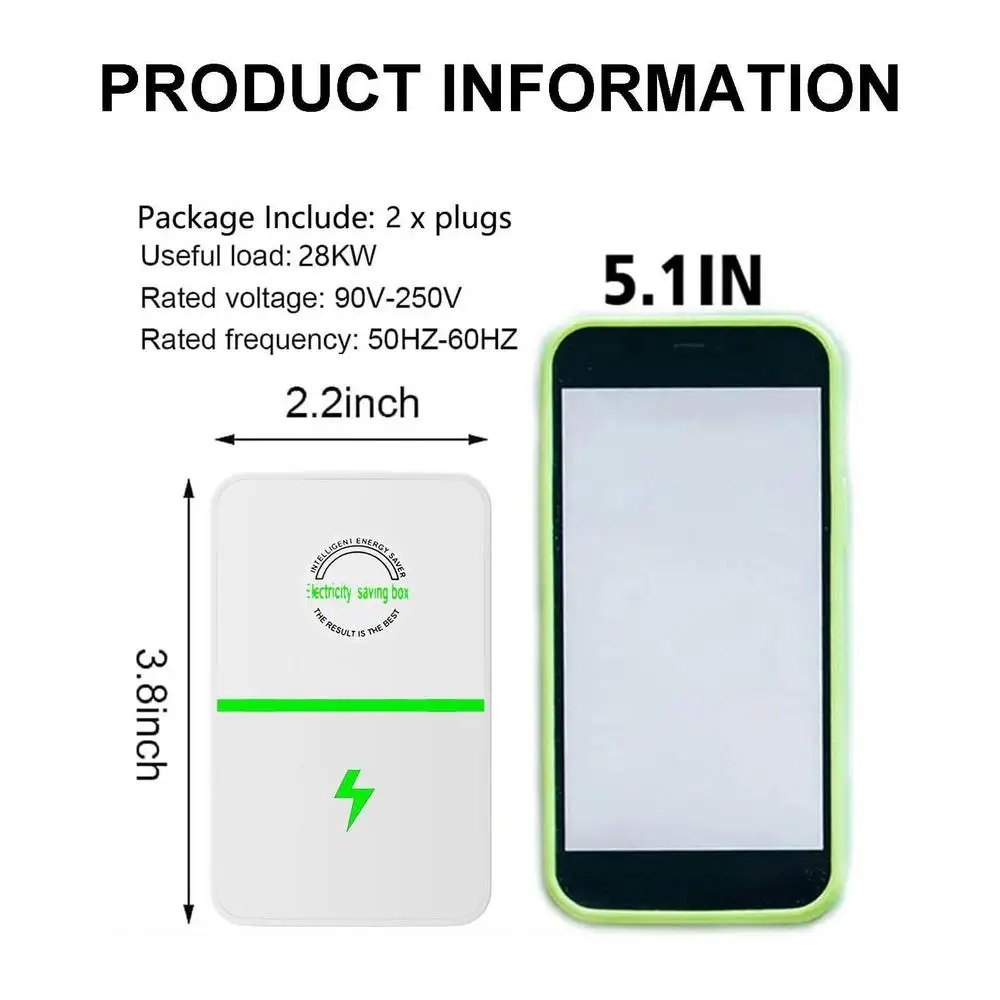 Energy Saving Device – Electricity Saver Plug, Stabilizes Voltage, Reduces Power Consumption, 90V-250V 30KW (6-Pack)
