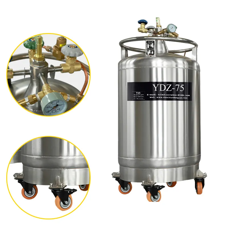 YDZ-75 75L加圧液体窒素タンク/低圧液体窒素ボンベデュワーボトル/低温ガス/LN2/LO2
