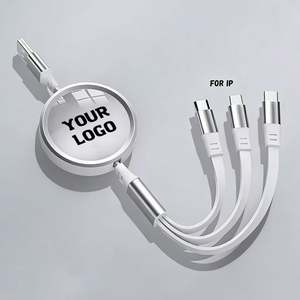 Cable de Carga Retráctil de Triple Puerto para Dispositivos Micro y USB C, de Silicona Plana, Ideal para Viajes, Regalo Promocional - Product Image 5