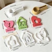 Moule en silicone pour bougeoir en forme de maison cœur, pour décoration familiale DIY, base à insérer pour signe, résine époxy et plâtre