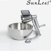 Parutan Keju Putar Manual Stainless Steel Laris Manis dengan Alas Hisap Anti Selip, Peralatan Dapur