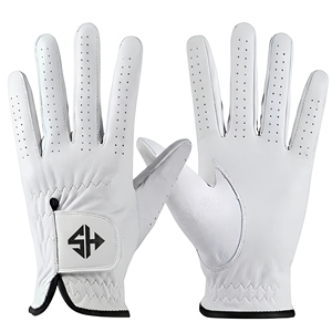 Guantes de golf de piel de oveja genuinos de fábrica OEM, con marca personalizada, antideslizantes, transpirables, con dorso de cuero, para hombre, venta al por mayor. - Product Image 1