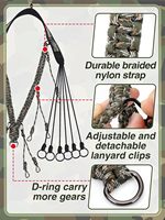 Sangle de transport 2-en-1 amovible en nylon imperméable pour appels de canards et sifflets d'oies, avec 10 boucles et 12 points de fixation, pour la chasse confortable et la sécurité des animaux