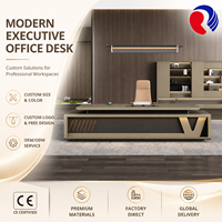 Bureau de direction pour bureau de manager, mobilier moderne en bois avec bibliothèque