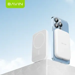 Bavin carregador sem fio qi 15w, banco de energia magnética sem fio, carregador rápido para telefone, 5000mah