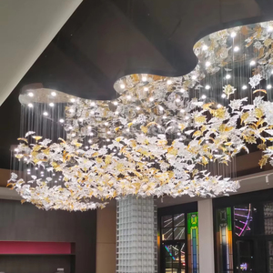 Premium Modern Custom Crystal Chandelier Luxury Ceiling Bedroom Maple <strong>Leaf</strong> Glass Hanging Pendant Lamp <strong>Light</strong> for Hotels - Product Image 1