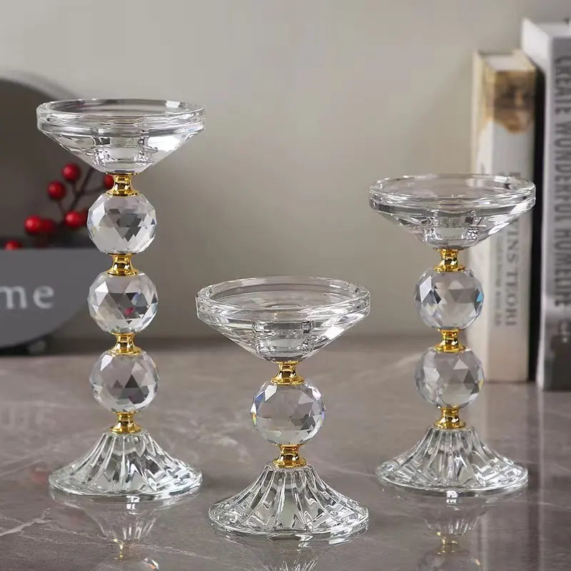 OEM K9 Table Home Wedding Decor portacandele Vintage classico portatile Clear Tealight Glass Crystal Pillar Taper Candle Holder
