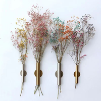 Dekorasi kreatif vas bunga emas pemasangan dinding, vas bunga logam tabung gantung dinding untuk dinding rumah