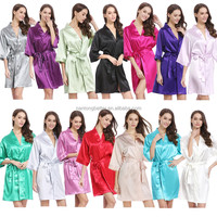 Batas Holgadas de 55 Colores, Batas de Lujo de Talla Grande, Batas de Novia Sexys y Sólidas, Kimono de Seda y Satén para Mujer, Batas de Boda Suaves