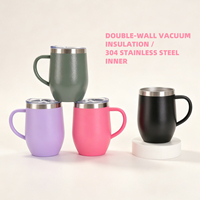 Doppelwandiger Edelstahl Isolierter Tragbarer Kaffeebecher 12oz Mit Griff Eierform Individuelles Logo Reisebecher OEM