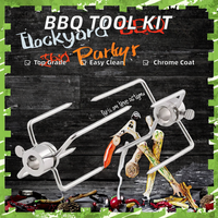 Kit d'outils de barbecue portables en acier inoxydable 304 chromés support de poulet grillé rotatif brochettes fourchettes pour poulet rôti de porc en plein air