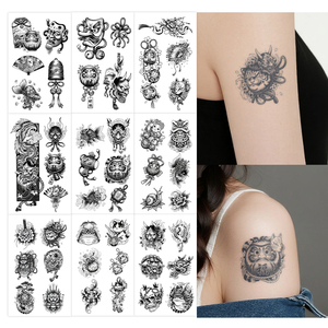 Tatouage temporaire de style traditionnel japonais, poupée Daruma, tatouage semi-permanent, imperméable, t tient 2 semaines, tatouage à base de plantes pour le bras - Product Image 1