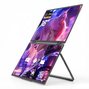 Moniteur portable pliable double écran de 16 pouces pour téléphones portables et ordinateurs portables, idéal pour le gaming, les voyages et le bureau - Vente en gros - Product Image 1