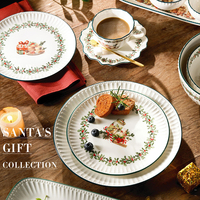 Collection de cadeaux de Noël, décoration personnalisée de style européen, vaisselle en porcelaine de Noël, assiette en céramique, bol, ensembles de vaisselle