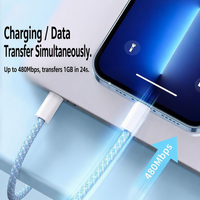 Câble tressé Type C vers Lightning 20W PD à charge rapide et transfert de données 480 Mbps pour les séries de téléphones