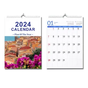 Cetak kalender dinding 2024 kualitas tinggi perencana kalender dinding cetak kustom mewarnai cetak kalender dinding 2024