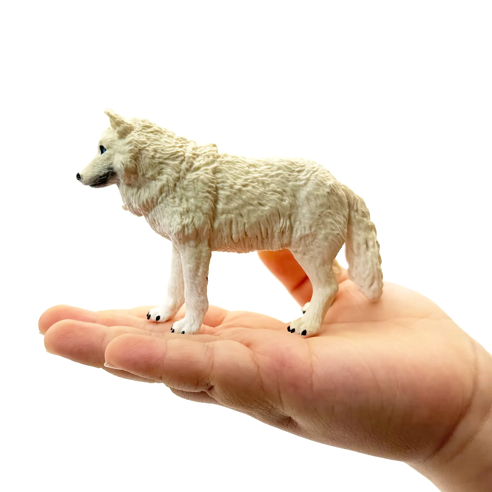 Figura de animal de plástico PVC realista de alta qualidade para animais selvagens, brinquedo ecológico realista para caminhar, figura de lobo branco