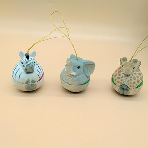 Artigianato in legno animali selvatici giraffa elefante decorazione natalizia legno albero di natale appesa ornamento - Product Image 5
