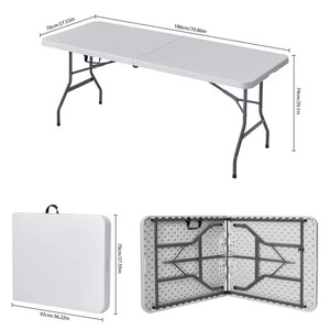Tavolo Pieghevole in Plastica da 6 Piedi con Piano in HDPE Resistente e <span class=keywords><strong>Gambe</strong></span> Robuste <span class=keywords><strong>per</strong></span> Uso Esterno e Alberghiero - Product Image 3