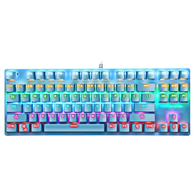 Customized New 87 Keys Mechanical Gaming Keyboard Wired USB 7-RGB Backlit Anti-Ghosting OEM ABS Ergonomic Waterproof