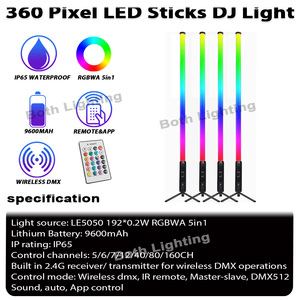 Entrepôts européens : 360 tubes <span class=keywords><strong>LED</strong></span> Pixel 4 pièces avec sac, éclairage <span class=keywords><strong>LED</strong></span> IP65, <span class=keywords><strong>tube</strong></span> <span class=keywords><strong>LED</strong></span> couleur pleine, DMX sans fil, lumière DJ pour événements et mariages - Product Image 2