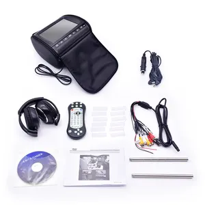 Headrest Mobil Pemutar DVD Layar 9 Inci Monitor Sandaran Kepala Kendaraan Ganda Mendukung Slot-Load DVD Audio Video Game dengan Headphone