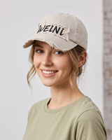 Cappellino da Baseball Vintage Distressed WEINI con Patch Ricamata, Bordo Sfilacciato, Stile Dad Hat, in Cotone Lavato, Visiera Effetto Danneggiato, Casual Streetwear