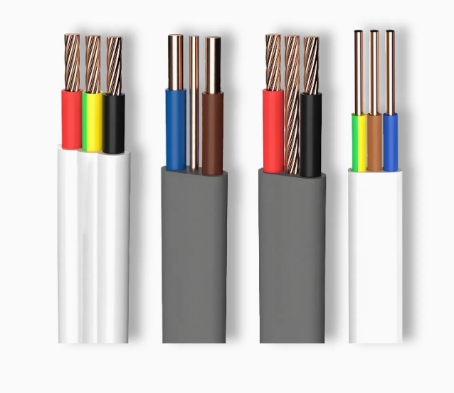 Oem Customized White Sheathed Cable BVVB Rigid Core Flat Cables and Wires for Domestic Office Engineering Applications
