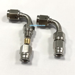 An3 3an 45 90 degrés acier inoxydable femelle pivotant ligne <span class=keywords><strong>de</strong></span> <span class=keywords><strong>frein</strong></span> <span class=keywords><strong>tuyau</strong></span> extrémités raccords adaptateurs avec insert <span class=keywords><strong>olive</strong></span> en cuivre - Product Image 3