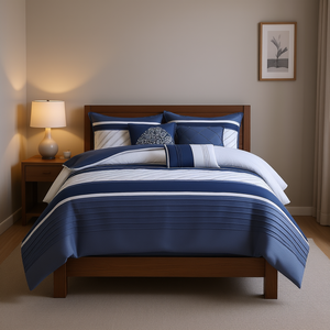 Set Copripiumino Moderno a Righe 7 Pezzi Misura Full in Poliestere, Decorazione Casa, Imbottito e Cucito, Lavabile in Lavatrice, Design Durevole - Product Image 2