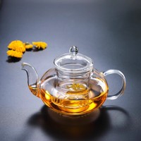Théière en verre transparent résistant à la chaleur avec filtre intégré, design simple et moderne pour la maison et le bureau