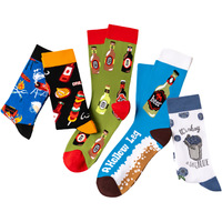Chaussettes en coton respirantes de haute qualité avec logo personnalisé, chaussettes amusantes pour hommes, motif classique de bière et barbecue, chaussettes colorées