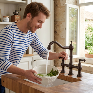 Grifo de Doble Manija Estilo Vintage AMAXO, Apto para Agua Fría y Caliente en Cocina y Baño - Product Image 2
