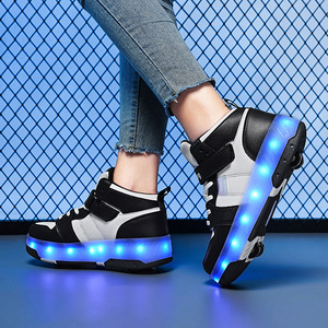 Dingjian Kids High Top Roller Skates With Led Lights 28-41 Size Convertible Four Wheel Sport Shoes - Product Image 2
