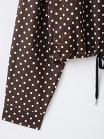 Ensemble femme 2025 nouveau 2 pièces loisirs imprimé à pois col montant veste à manches longues + costume short rétro femme à pois