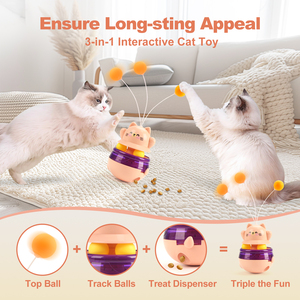 Nuovo Giocattolo Interattivo per Gatti 3-in-1 con Bacchetta, Piuma e Dispenser di Snack per Alleviare la Noia - Product Image 5